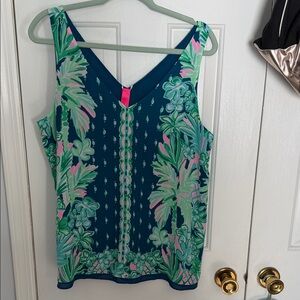 Lilly Pulitzer reversible top Navy and Pink Tropical size L